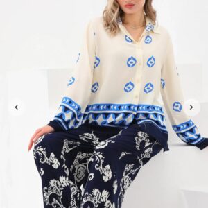 Blue Printed Cord Set