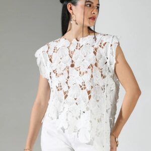 Crochet Asymmetric Hem Top