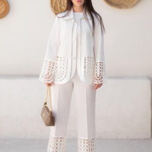 Off White Cut Work Cord Set