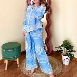 Cotton Embroidered Cord Set