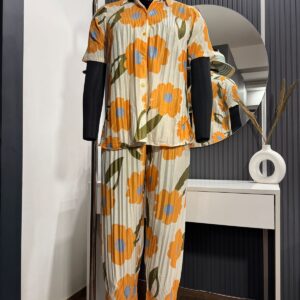 Flower Pleated Cord Set